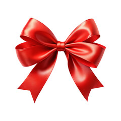 Naklejka premium A Red ribbon with a bow fluttering in the wind, red bow isolated on white background, PNG file