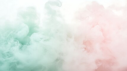 Abstract colorful smoke background with green and pink pastel gradient effect design