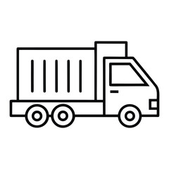 Simple line art dump truck isolated on white background