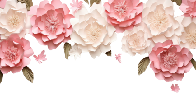 PNG  Peony border flower backgrounds pattern.