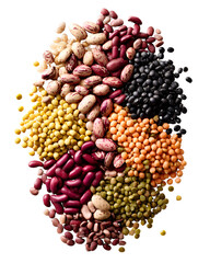 Colorful legume collection various beans lentils healthy food