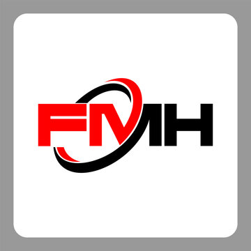 FMH logo. FMH letter. FMH letter logo design. Initials FMH logo linked with circle and uppercase monogram logo. Modern Red and Black Initials Logo for Corporate, FMH typography for technology,