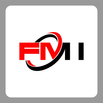 FMI logo. FMI letter. FMI letter logo design. Initials FMI logo linked with circle and uppercase monogram logo. Modern Red and Black Initials Logo for Corporate, FMI typography for technology,