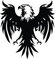Obraz premium Vector logo eagle, bird icon, eagle silhouette, powerful wings emblem