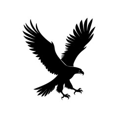 realistic eagle flying silhouette on white background