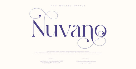 Nuvano Elegant modern alphabet letters font logo. Typography luxury classic lettering serif italic fonts wedding vintage retro logos. vector illustration © Dart