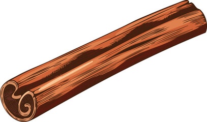 Hand drawn watercolor illustration of cinnamon stick.