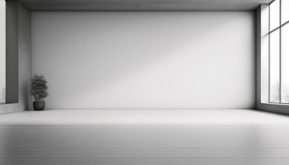 Obraz premium empty interior scene minimal style white wall and concrete floor with empty space for products presentation or text for advertising 3d rendering
