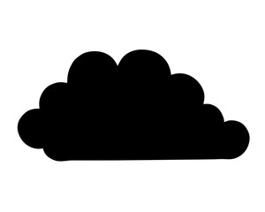 Silhouette of a fluffy black cloud against a bright white background