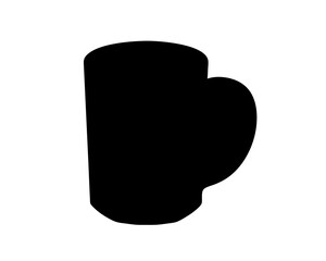 Minimalist black mug silhouette on white background, a perfect drink vessel