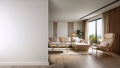 Fototapeta premium interior of living modern mock up scene with empty space for text