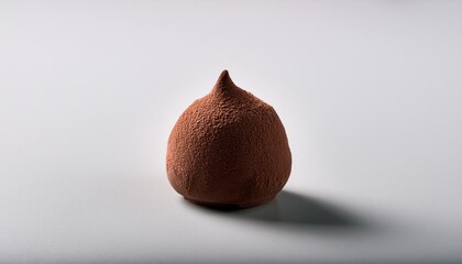 minimalist photograph of single chocolate truffle on clean light background