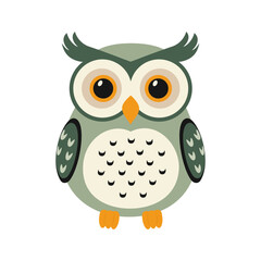 Cute owl. Simple kids vector illustration, wild animal clip art