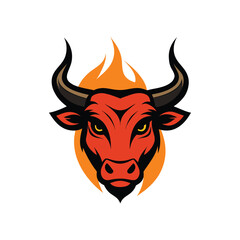 fiery bull head vector art