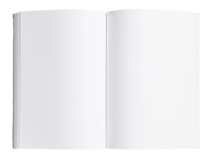  Open Book with Blank Pages, Centered Front View, isolated transparent background png