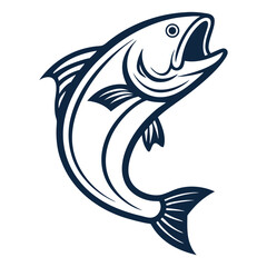 Fototapeta premium Jumping Fish Logo, Stylized Salmon Vector for Fishing and Seafood