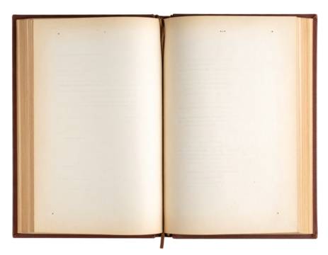 Open Book with Text and Bookmarks, Top-Down View, isolated transparent background png