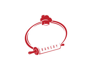 Bakery logo with rolling pin and chef hat