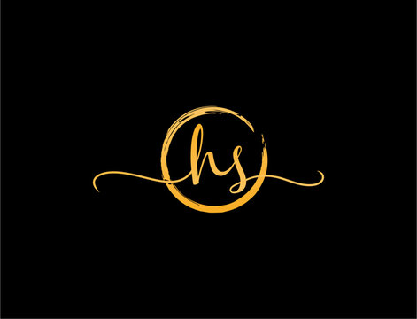 Handwritten initials hs logo design
