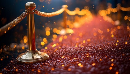 Red carpet event, golden poles, night