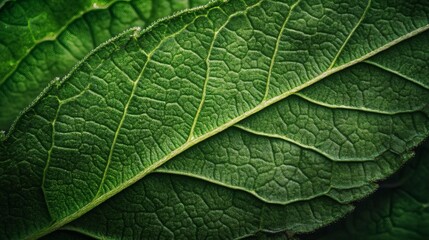 Close-up view of a leaf's intricate vein structure.