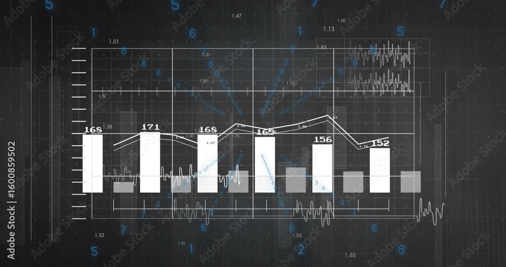 Poster on startup animated bar line chart expanding bars shifting graph illustrating dynamic data trends