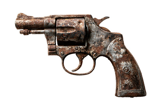 Rusty Revolver Old Weapon Black Background