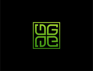 Green intertwined letters g and e logo