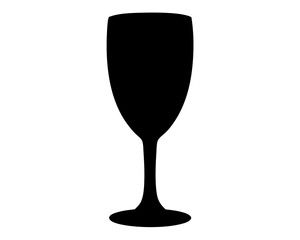 Elegant black silhouette of a champagne flute against a white backdrop