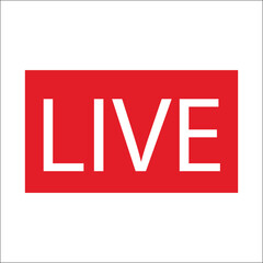 Live streaming flat red icon representing real time digital broadcast signal or internet video content symbol for online communication platform graphics
