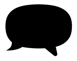 Black and white speech bubble icon with rounded rectangular shape
