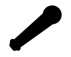 Silhouette of a microphone standing on white background isolated completely and solely