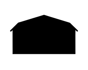 Simple black barn silhouette with angular roof and side extensions design