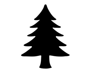 Stylized silhouette of a classic Christmas tree on a white background