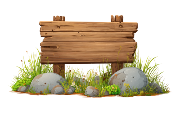Rustic wooden signpost in grassy terrain