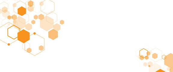 Geometric abstract background with orange hexagons. Science, technology and medical concept.