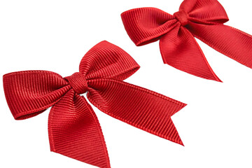 Elegant Red Ribbon Bows on White Background Perfect for Gift Wrapping and Decorations