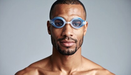 Man wearing swimming goggles