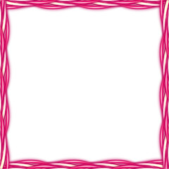 Obraz premium Bright pink neon ribbon square frame isolated on white 