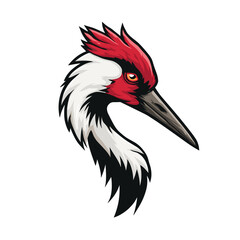 Obraz premium Detailed depiction of a crane bird with vibrant features showcasing its elegant form and striking colors against a simple background