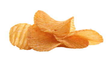 a pile of potato chips on a white background