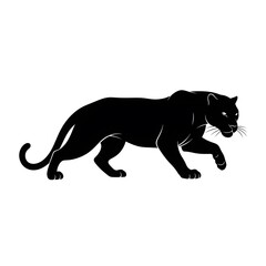 Obraz premium Elegant and Mysterious Black Panther Silhouette on a White Background for Graphic Design