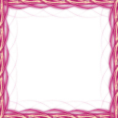Pink neon square border frame isolated on white background 