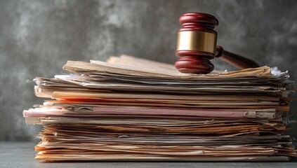 Gavel on Legal Documents Symbolizing Justice, Court Decisions, and the Rule of Law in a Warm-Toned Minimalist Composition