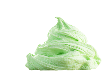 a green ice cream with a white background