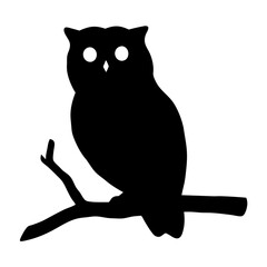 Silhouette of an owl perched on a branch, creating a striking contrast