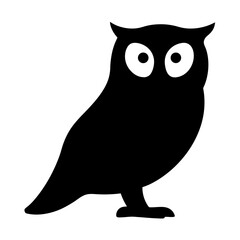 Minimalist black owl illustration with big eyes and small ear tufts