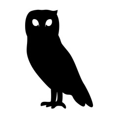 Obraz premium Simple silhouette of an owl standing and looking forward with big eyes