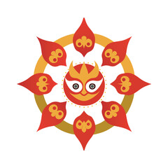 Traditional Thai Khon Mask Mandala Illustration