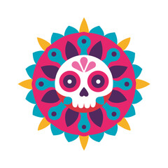 Mexican Sugar Skull Mask Mandala Design
